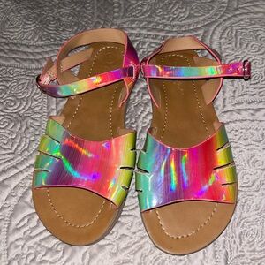 Cat & Jack Holographic Kids Sandals Size 3